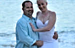 Wedding couple posing on the beach